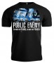 Tričko s velkým Public Enemy na hrudi a na zádech velký a propracovaný motiv Public Enemy.