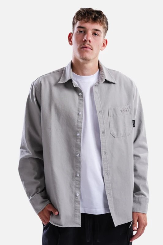 Košile Slavia Prime Washed 1892 Cross Unisex Šedá