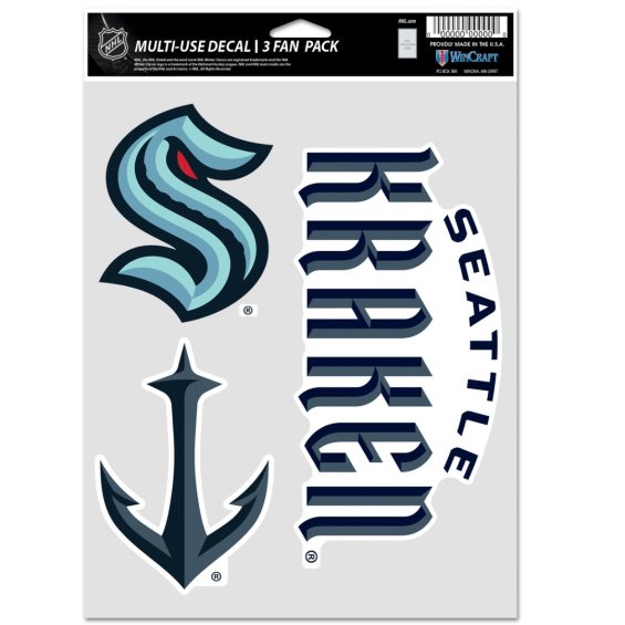 Samolepky Seattle Kraken WinCraft NHL Multi Use 3 Fan Pack